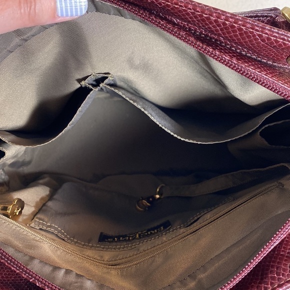 Eric JAVITS Quilted Leather Tote Shoulder Bag Purse Burgandy - Picture 9 of 16